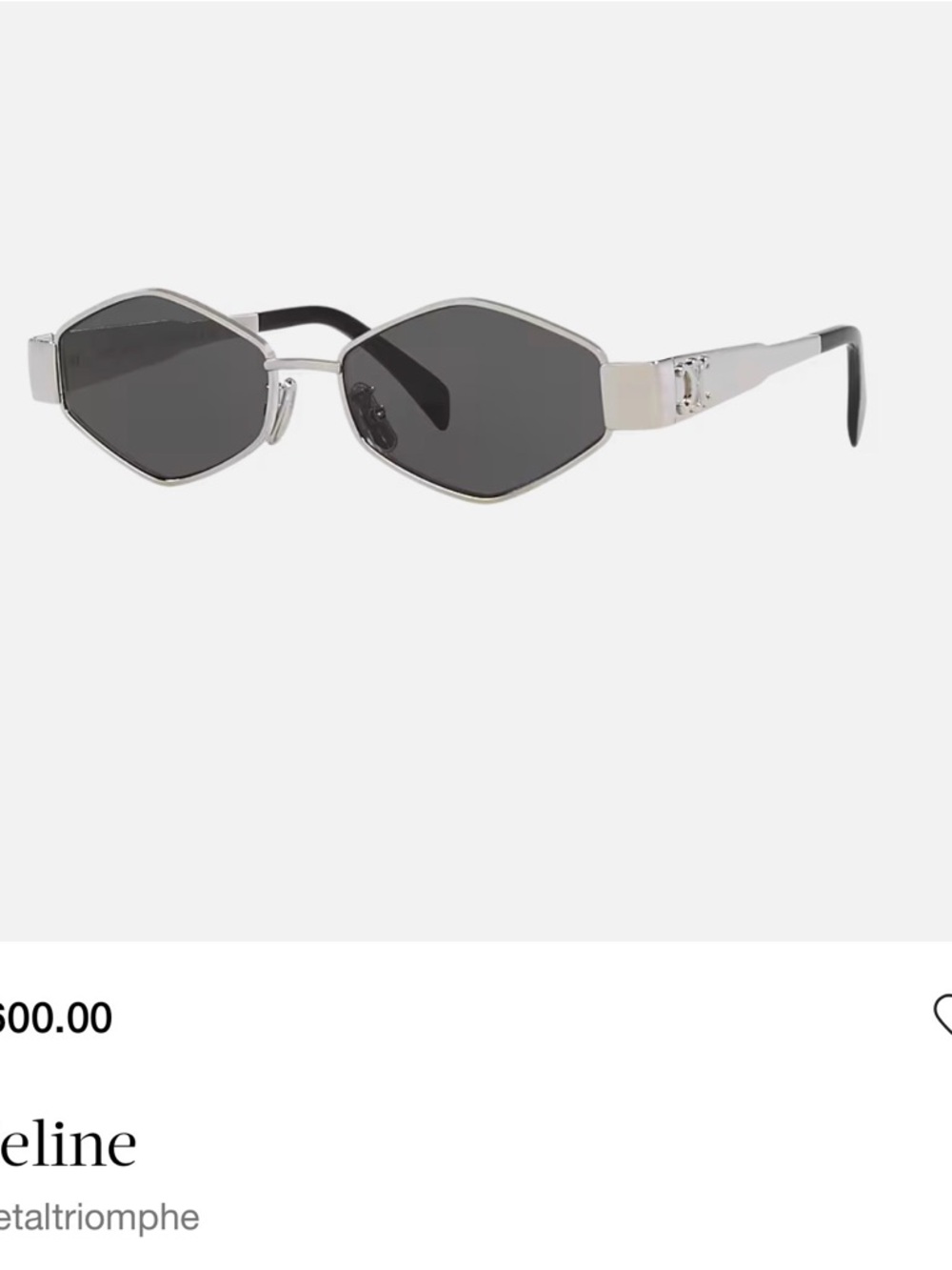 Celine Silver Metal Geometric Sunglasses with Dark Lenses